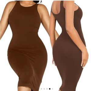 Brown Seamless Bodycon Dress